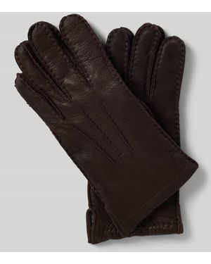 Bugatti Lederhandschuhe Mit Ziernähten - Schwarz