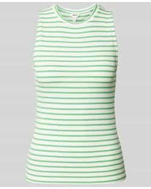 Object Tanktop Met Viscose En Streepmotief - Groen