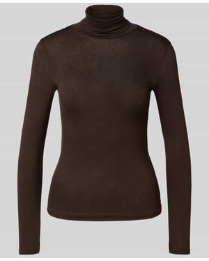 Guido Maria Kretschmer Slim Fit Longsleeve aus Viskose-Mix Modell 'Rana' - Braun