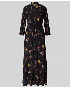 Y.A.S Maxikleid mit Knopfleiste Modell 'SAVANNA' - Schwarz