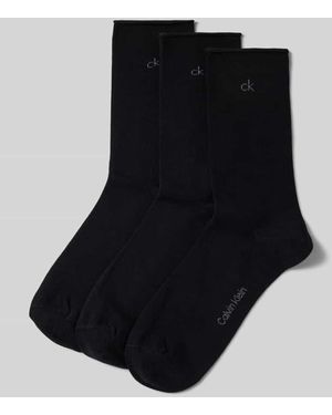 Calvin Klein Socken mit Logo-Stitching im 3er-Pack - Schwarz