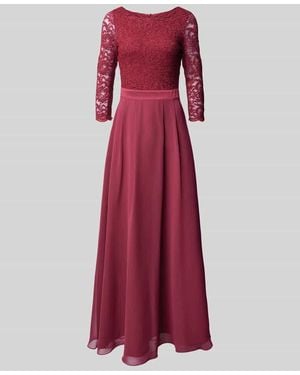 Swing Abendkleid mit Ausbrenner-Effekt - Rot