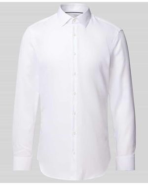 Jake*s Super Slim Fit Business-Hemd mit Knopfleiste - Weiß