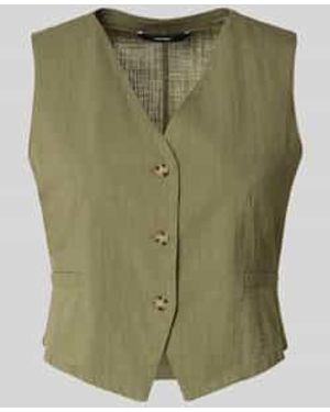 Vero Moda Regular Fit Linnen Gilet Van Mix Van Katoen En Linnen Model 'Caia' - Groen