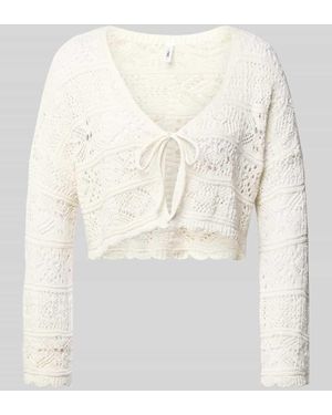 ONLY Cropped Strickjacke aus Baumwoll-Mix Modell 'BEACH LIFE' - Natur