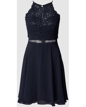 VM VERA MONT Knielanges Cocktailkleid mit Paillettenbesatz - Blau
