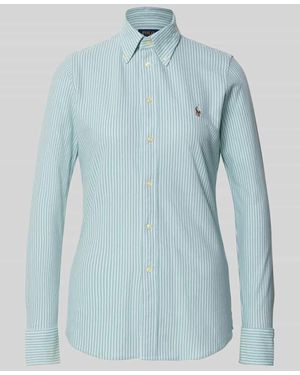 Polo Ralph Lauren Slim Fit Bluse mit Button-Down-Kragen - Blau
