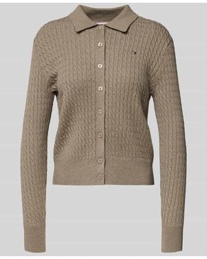 Tommy Hilfiger Regular Fit Strickjacke aus Baumwoll-Mix - Natur