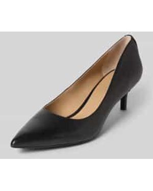Ralph Lauren Pumps Van Leer Met Naaldhak - Zwart