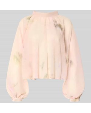 MAX&Co. Loose Fit Bluse mit Allover-Muster - Natur