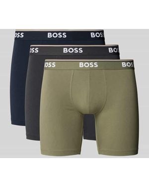 BOSS Regular Fit Trunks aus Baumwoll-Elasthan-Mix im 3er-Pack - Grün