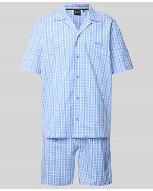 BOSS Pyjama mit Label-Stitching Modell 'Cooper' - Blau