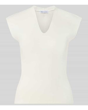 Mango Stricktop mit V-Ausschnitt Modell 'CANELONS' - Weiß