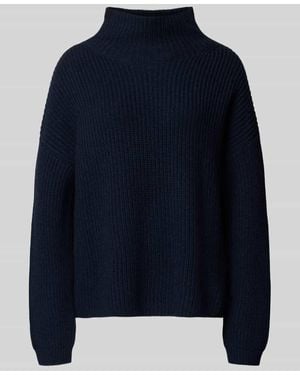 0039 Italy Loose Fit Strickpullover aus Kaschmir-Woll-Mix Modell 'LONA' - Blau