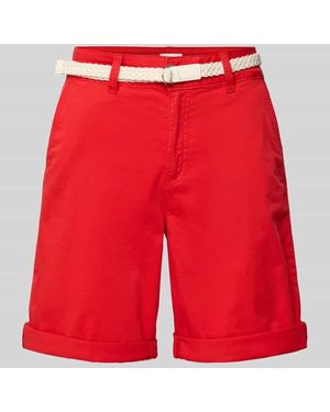 S.oliver Regular Fit Chinoshorts mit geflochtenem Gürtel - Rot