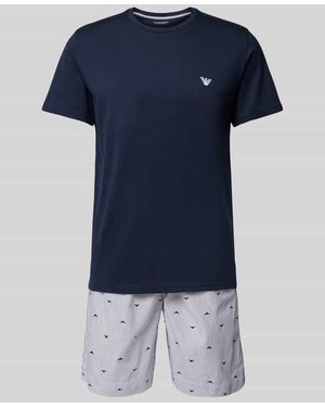 Emporio Armani Pyjama aus reiner Baumwolle - Blau