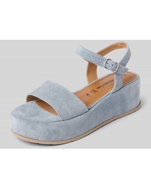Tamaris Sandalette aus Leder mit Plateausohle - Blau