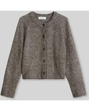 Marc O' Polo Strickjacke aus Alpaka Wolle mit Rollsaum - Grau