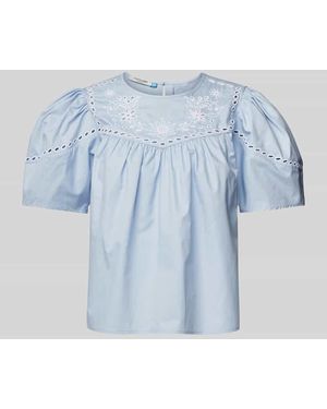 Scotch & Soda Regular Fit Bluse Mit Lochstickerei - Blau