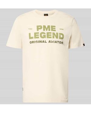 PME LEGEND T-Shirt mit Rundhalsausschnitt und Label-Print - Natur