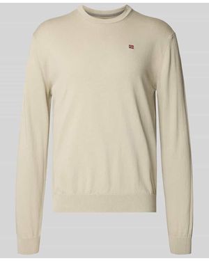 Napapijri Regular Fit Longsleeve mit Logo-Stitching Modell 'Droz' - Natur