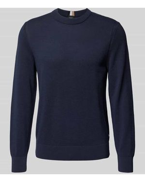 BOSS Strickpullover Mit Gerippten Abschlüssen Modell 'Ecaio' - Blau