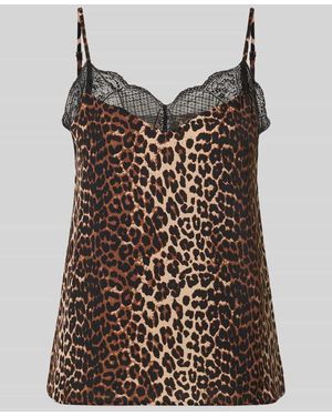 Pieces Loose Fit Blusentop mit Spitzenbesatz Model 'TIFFANY' - Braun
