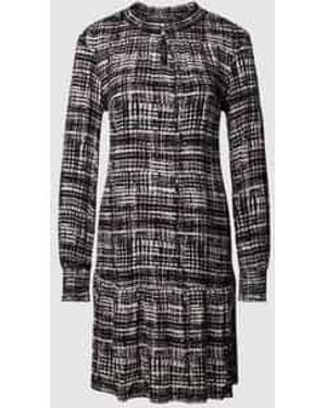 Zero Knielange Jurk Van Viscose Met All-Over Motief - Grijs