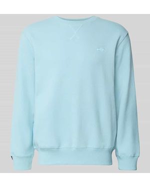 Superdry Sweatshirt mit Rundhalsausschnitt und Label-Stitching - Blau