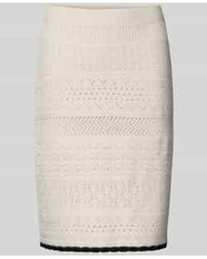 Marc Cain Knielange Wollen Rok Met Ajourpatroon - Naturel