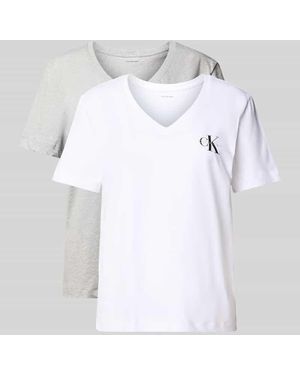 Calvin Klein T-Shirt mit Label-Print im 2er-Pack - Weiß