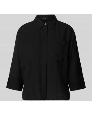 Opus Regular Fit Bluse aus Viskose-Mix mit 3/4-Arm Modell 'Forna' - Schwarz