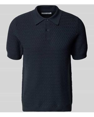 Samsøe & Samsøe Strickshirt mit Polokragen und Knopfleiste - Blau