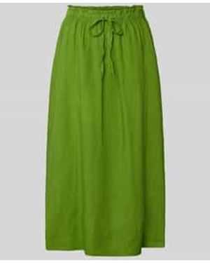 SELECTED Uitlopende Midirok Van Puur Linnen, Model 'Linna' - Groen