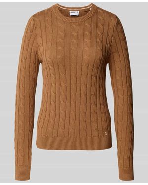 Jake*s Slim Fit Longsleeve in Strick-Optik - Braun