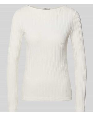 Opus Slim Fit Langarmshirt aus Baumwoll-Mix Modell 'Sovke' - Weiß