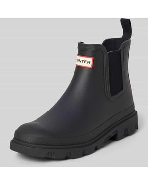 HUNTER Stiefeletten mit Label-Patch - Schwarz