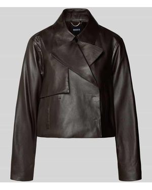 BOSS Regular Fit Lederjacke aus echtem Lammleder Modell 'SARCAE' - Schwarz