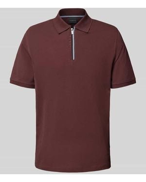 Bugatti Regular Fit Poloshirt mit Reißverschluss - Rot