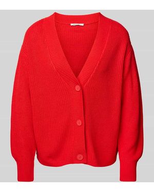 Tom Tailor Relaxed Fit Strickjacke Aus Baumwoll-Mix Mit V-Ausschnitt - Rot