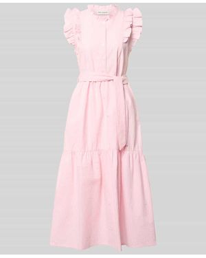 Lolly's Laundry Hemdblusenkleid mit Rüschen und Bindegürtel Modell 'Harriet' - Pink