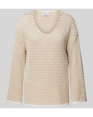 Be Pure Dutch Strickpullover Mit Viskose-Anteil Und Strukturmuster - Natur