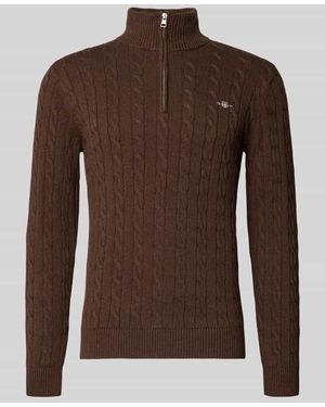GANT Slim Fit Troyer mit gerippten Abschlüssen - Braun