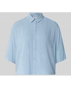 Jake*s Bluse mit Kentkragen und Knopfleiste - Blau