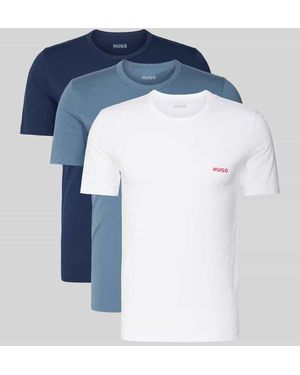 HUGO Regular Fit T-Shirt Set aus reiner Baumwolle im 3er-Pack - Blau