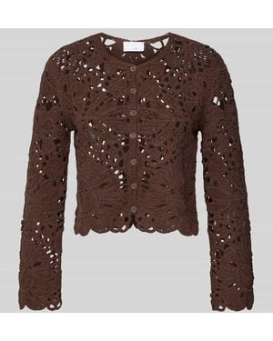 Jake*s Cardigan aus Häkelspitze mit Rundhalsausschnitt - Braun