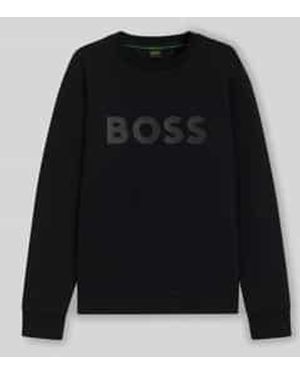 BOSS Regular Fit Sweatshirt Van Katoenmix, Model 'Salbo' - Zwart