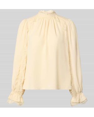 Marc Cain Regular Fit Bluse mit Spitzenbesatz - Natur