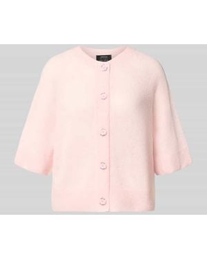 Marc Cain Regular Fit Cardigan aus Mohair-Alpaka-Mix in Strick-Optik - Pink