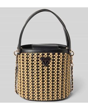 Guess Handtasche mit Label-Applikation Modell 'ATALIA' - Schwarz